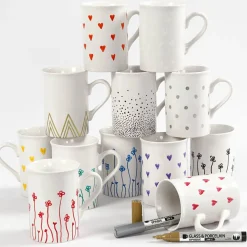 Glas- og porcelænstusch, streg 1-2 mm.