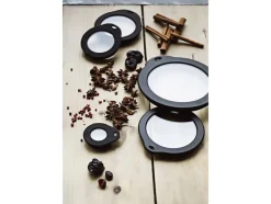 Glaslåg 20 cm Klar/Sort Glas/Silikone