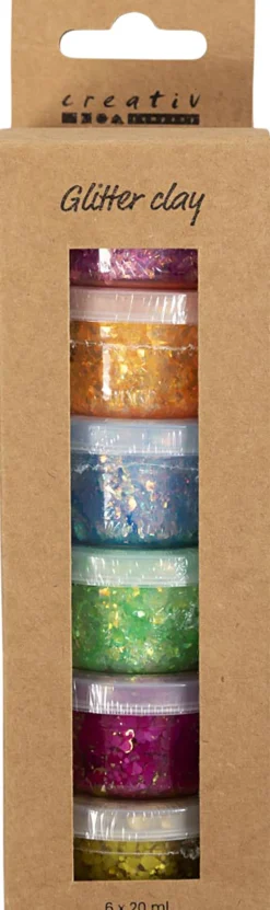 Glitter Clay, 6x20ml.