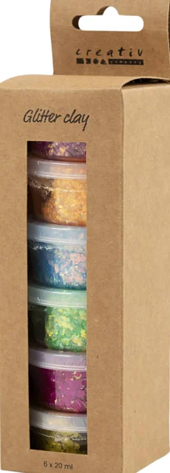 Glitter Clay, 6x20ml.
