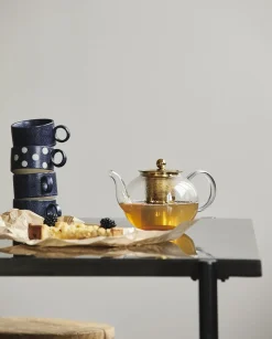 GRAINY tea cup w. handle, dark blue