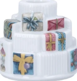 Hammershøi Christmas Gaver lysestage Ø7. 5 cm hvid m. deko