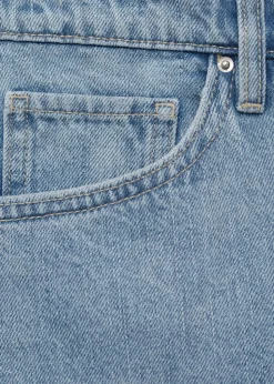 High-waisted straight denim shorts