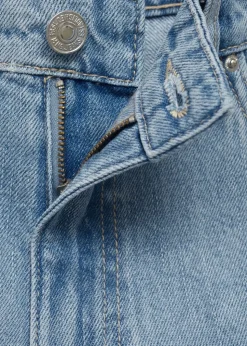 High-waisted straight denim shorts