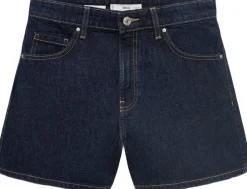 High-waisted straight-fit denim sho