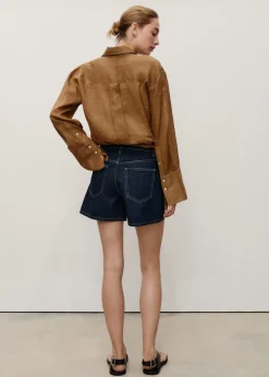 High-waisted straight-fit denim sho