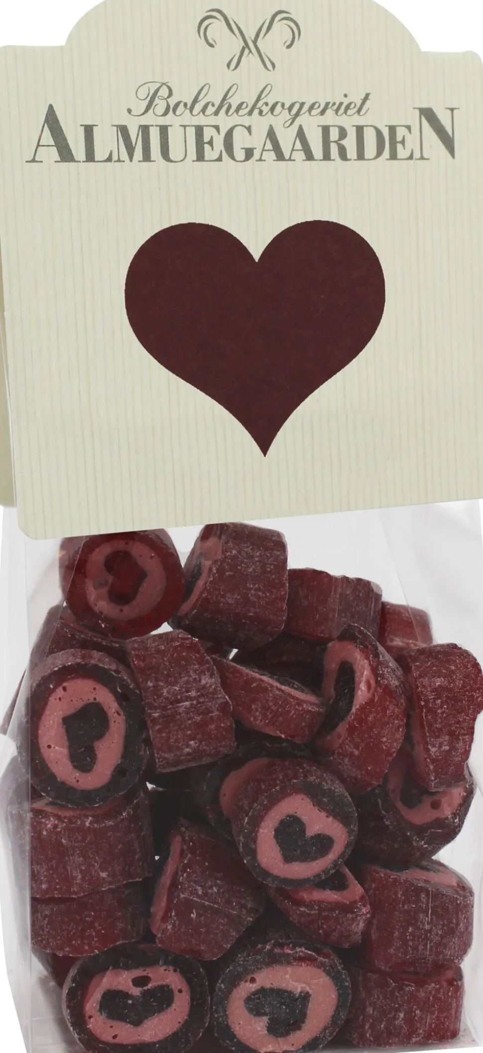 Hjerte bolcher med smag af kirsebær (anledningskort)