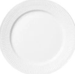 Hvid Riflet 22 cm. tallerken