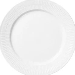 Hvid Riflet 27 cm. tallerken