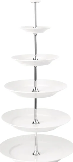 Hvid Riflet Étagère, 5 Lag