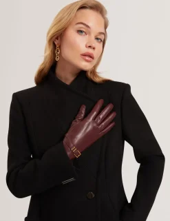 JILLLA Buckle Detail Leather Gloves