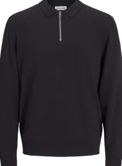 JJEEMIL KNIT POLO HALF ZIP LS NOOS