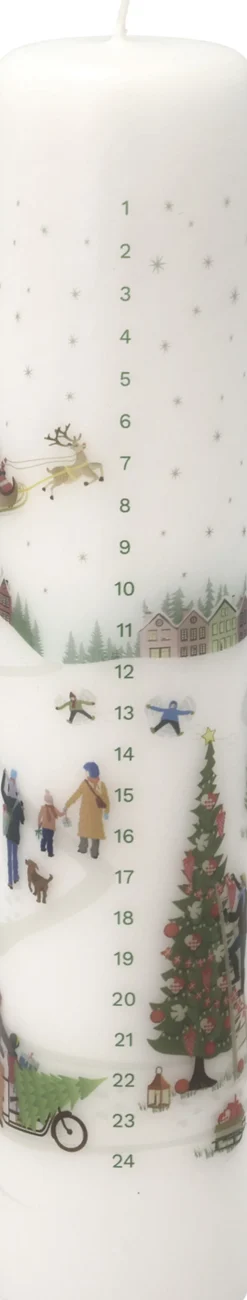 Kalenderlys Vinter 5 x 25 cm Hvid Paraffin