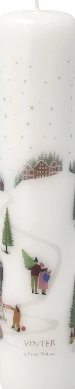 Kalenderlys Vinter 5 x 25 cm Hvid Paraffin