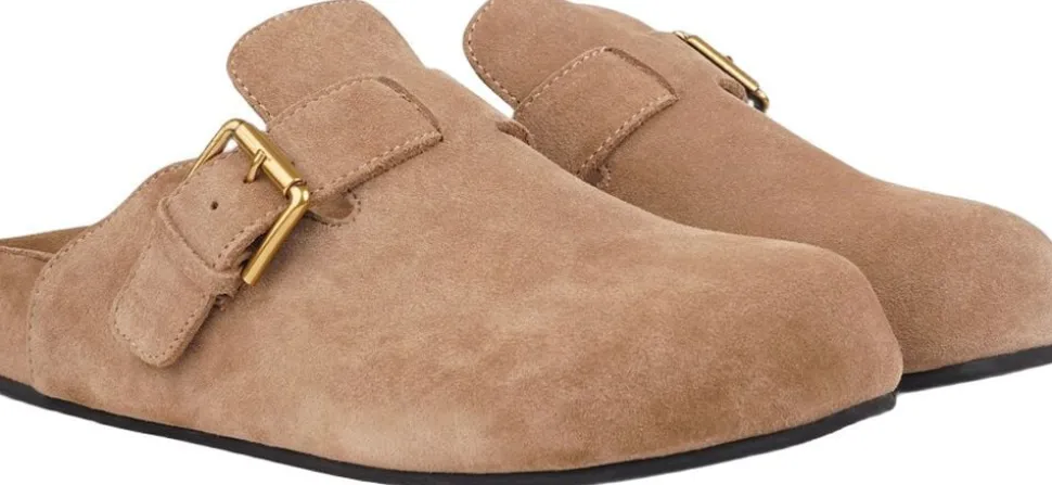 KAMAKURA - SILK COW SUEDE MULES WITH BUCKLE