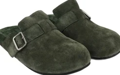 KAMAKURA - SILK COW SUEDE MULES WITH BUCKLE