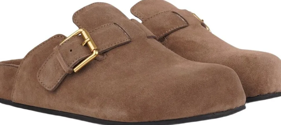 KAMAKURA - SILK COW SUEDE MULES WITH BUCKLE