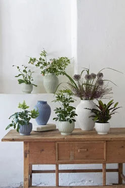 Knabstrup, vase, riller hvid, 27 cm