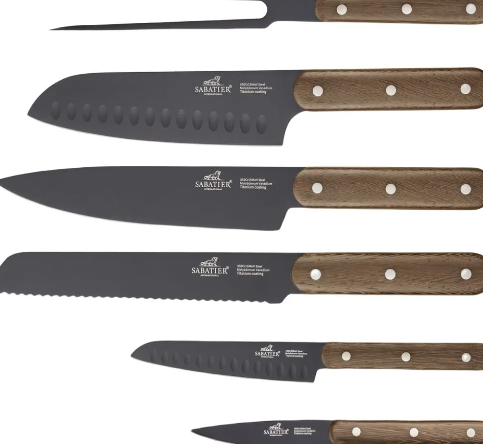 Knivsæt Phenix Walnut 6 dele Sort/valnøddetræ