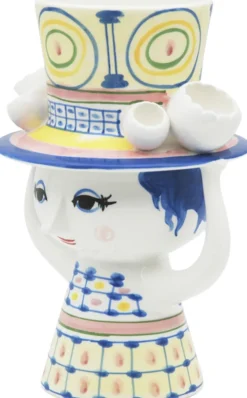 Lady with hat Vase H20. 5 cm blå