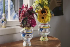 Lady with hat Vase H20. 5 cm blå