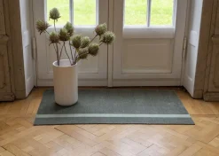 Løber, 67x120 cm, stripe vertical lysgrøn/støvet grøn