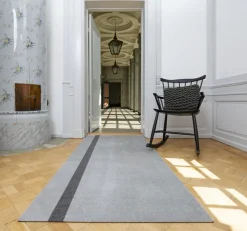 Løber, 90x200 cm, stripe vertical lysegrå/steelgrey