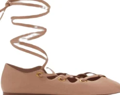 Leather ballerina with crossed stra