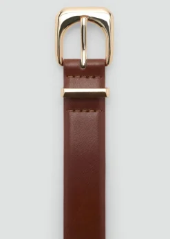 Leather effect belt with buckle