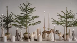 LED candle, Nutcracker, Oyster grey, Smooth, 7x21 cm