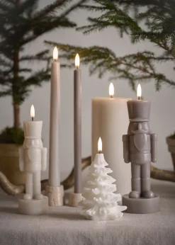 LED candle, Nutcracker, Sandstone, Smooth, 7x21 cm