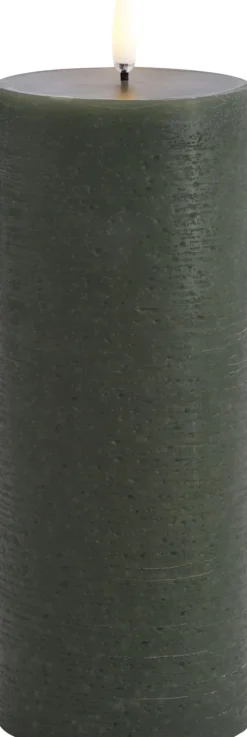 LED pillar candle, Olive green, Rustic, 7,8 x 20,3 cm 4/24