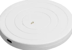 LED rechargeable base, Round, USB-C, White, 10x10 cm