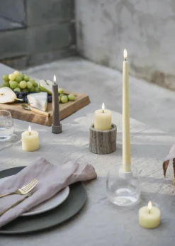 LED taper candle, Sandstone, Smooth, 2-pack, 2,3x15,5 cm