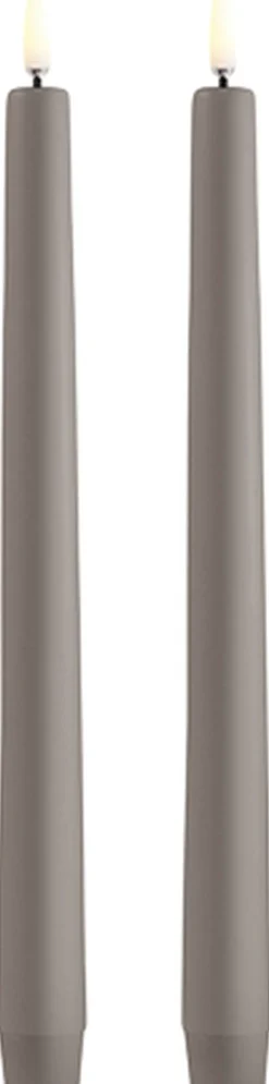 LED taper candle, Sandstone, Smooth, 2-pack, 2,3x25 cm