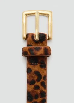 Leopard fur leather belt