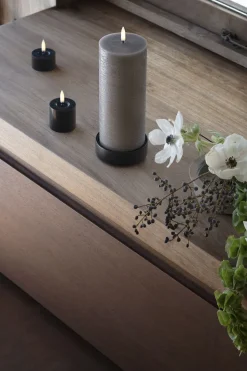 Light Candleholder pillar, Matte black, 9x3 cm