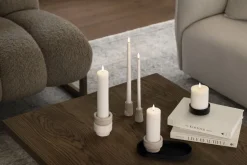 Light Candleholder pillar, Matte black, 9x3 cm