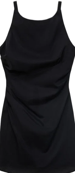 Linen cotton blend draped dress