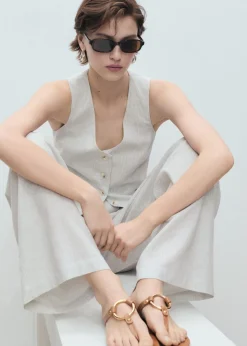 Linen-blend suit waistcoat