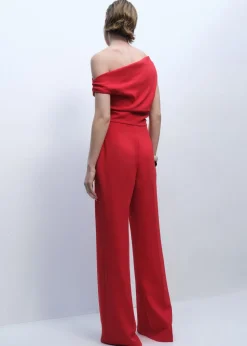 Long asymmetrical draped jumpsuit