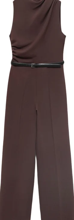 Long jumpsuit with draped neck and