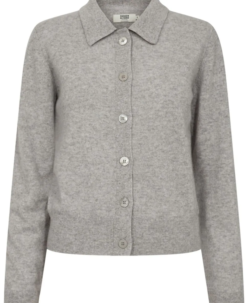 Mabel 15 Langærmede polo strikcardigan - 100% Cashmere