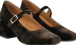 Mary Jane i blød velour med skulptu