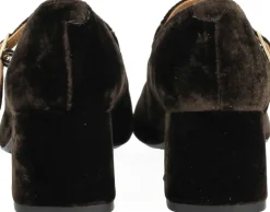 Mary Jane i blød velour med skulptu