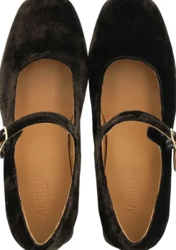 Mary Jane i blød velour med skulptu