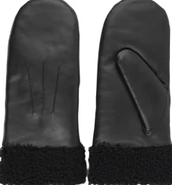 MATERA - FEMININE LEATHER MITTENS W/ CURLY SHEARLING