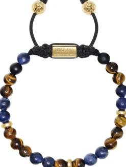 Men's Beaded Bracelet with Dumortierite, Brown Tiger Eye and