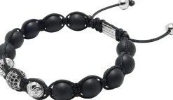 Men's Beaded Bracelet with Matte Onyx and Silver