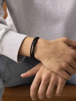 Men's Black Wrap Around Leather Bracelet